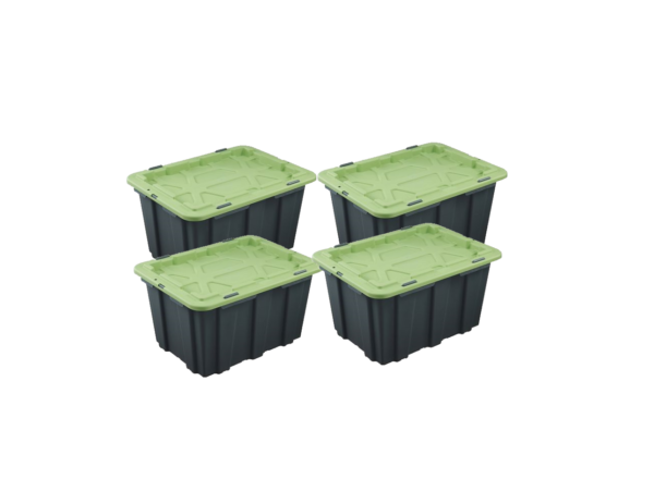 All Set 25L Green And Grey Storage Container With Flat Lid - 25L