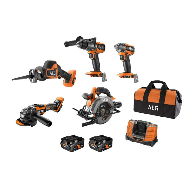 AEG 18V 4.0Ah 5 Piece FUSION Brushless Kit - A18XB5B142B