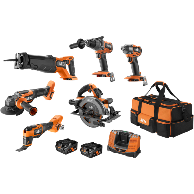 AEG 18V FUSION Brushless 6-Piece 5.0Ah FORCE Kit - A18FX6B152B